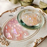 【6個】【ハート】UV変色ビーズ　オーロラ　大ぶり　貫通穴　変色素材　アクリル　ハンドメイド　アクセサリーパーツ　DIY AB039