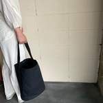 [新作］ブラック帆布のwide&tall one_toneトートバッグ