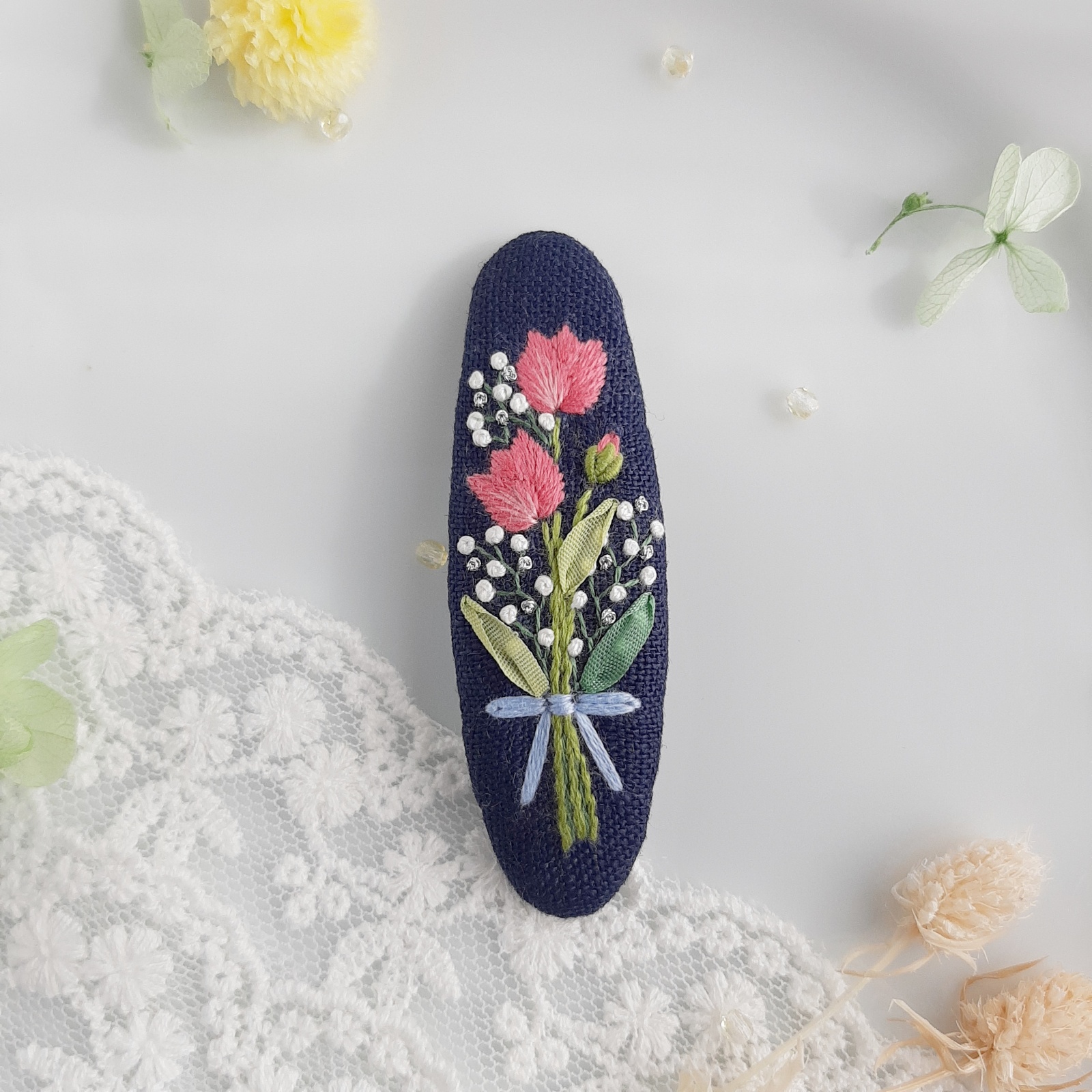 特集掲載】親子コーデ♡ミモザ刺繍パッチンピンset - *HISAYORI