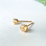 ルチルクォーツ×ゴールド　シンプル立爪ピアス　金属アレルギー対応