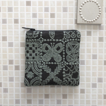 rr様　new!  forest tile ミニポーチ　深型　ミナペルホネン の刺繍生地 mina perhonen  フォレストタイル　チャコール
