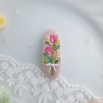 (5㎝) 春の花束 刺繍パッチンピン　キッズ