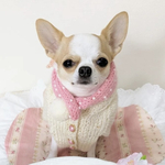 犬 ピンクSSサイズ ニット マフラー ♡ 猫 ペット ぽんぽん 首輪 ネックレス スタイ アクセサリー