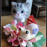 ＊ねこちゃん＆でんでんむし（グレー）　置物＊