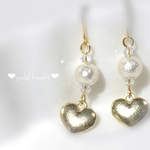 ✲new✲♡Gold Ｈeart ♡ ハートとコットンパールのピアス