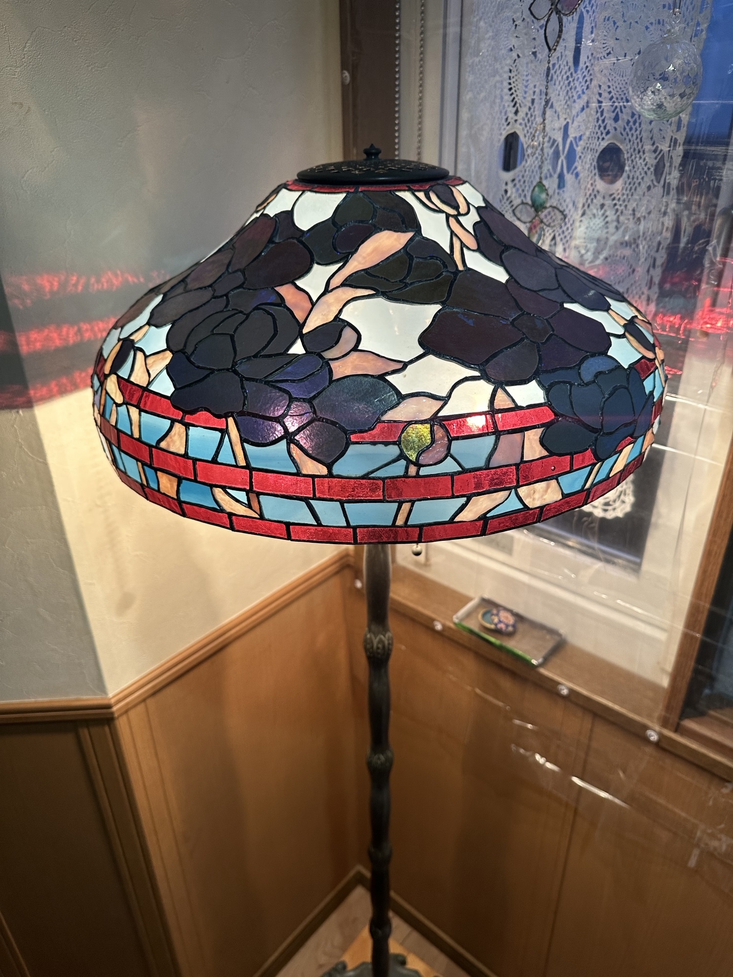 ステンドグラス スタンドライト ランプ 照明 ピオニーの花