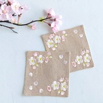 ミシン刺繍　コースター2枚組　桜