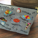 R様用洋食柄刺繍ファスナーポーチ