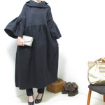 **198様ご予約品**2736ベーシックさが魅力のブラックギャザーワンピース　コットン
