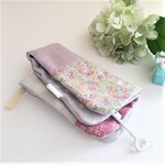 リバティpatch*大人乙女のちょっと大きめ8重ガーゼタオルハンカチ*Liberty*カペラ*リバティフラワー*ラベンダーグレー*大人のふんわりカラー*