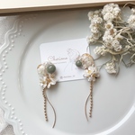 新作*°ゆらゆら フラワー×パール×レジン×ドライフラワー イヤリング ピアス アクセサリー ブライダル 結婚式