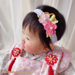 初節句に🌸桜　ベビーヘアバンド　つまみ細工　お花　初節句　ひなまつり　ひな祭り　お宮参り　お食い初め　100日祝い　桃の節句