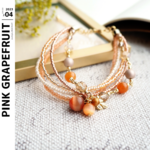Pink grapefruit【ピンクグレープフルーツ】#多連 #ブレスレット #パール #天然石