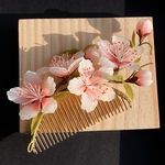 【1点のみ】超リアル桃の花の櫛かんざし ヘアコーム