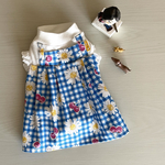 犬服　SS オーバーオール風　デイジーチェリー　袖フリル付ワンピース