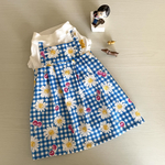 犬服　DS オーバーオール風　デイジーチェリー　袖フリル付ワンピース