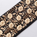 インド刺繍リボン　シルクフラワー【ブラック】刺繍リボン 刺繍リボン トリム ブレード ジャガードリボン チロリアンテープ レース チュールレース