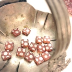【6コセット】#czech beads#チェコビーズ　フランス🇫🇷仕入れ　square8✖️8㍉ framboise/silver dot 