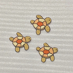 手刺繍 亀(オレンジ) 刺繍ワッペン シール マグネット