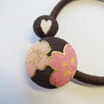 🐇和のヘアアクセサリー 京友禅 桜 No.113 正絹 丹後ちりめん 髪飾り ヘアゴム silk100%