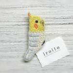 黄色オカメインコの刺繍ブローチ 
