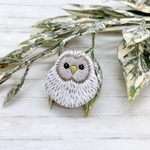 エゾフクロウ🦉刺繍ブローチ