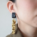  New Scale【レザーピアス/イヤリング】 “black”