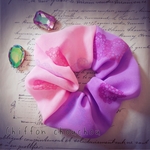 Wシフォンのシュシュ  大輪紫陽花