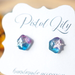 No.51249 シルバー 星空 ブルー 青 シンプル 樹脂ピアス アレルギー対応 made by PISTOL LILY