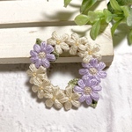 パープルのお花のリースブローチ
