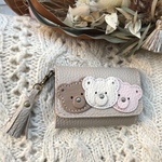 《morinokumasan様専用ページ》クマ🐻三兄弟の片手に収まる本革ミニ財布　シンクロするクマちゃん　軽い　小さい　プレゼント