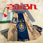 638 エプロン　檸檬堂　手ぬぐい　手拭い　リメイク　ハンドメイド　古布　和　手ぬぐいリメイク　着物リメイク　浴衣リメイク