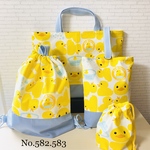 No.582.583 あひるちゃん＊レッスンバッグ4点セット　入園　入学　お祝