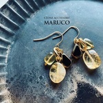 PP350-966シトリン+antique DROP*天然石ピアス　KC金フック　*送料無料*　イヤリング＆樹脂ピアス交換OK　