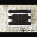 ☆再再・・販☆おしりふきケース☆黒白幅広ボーダー柄☆リボンビタット
