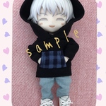 ねんどろいどどーる　服　ポケットに手を入れれるパーカー・黒色&ズボン　no.2