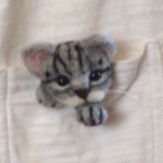 猫ブローチ アメショー子猫 羊毛フェルト ハンドメイド
