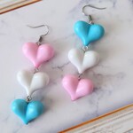 ぷりぷりハート❤3連ピアス✳イヤリング
