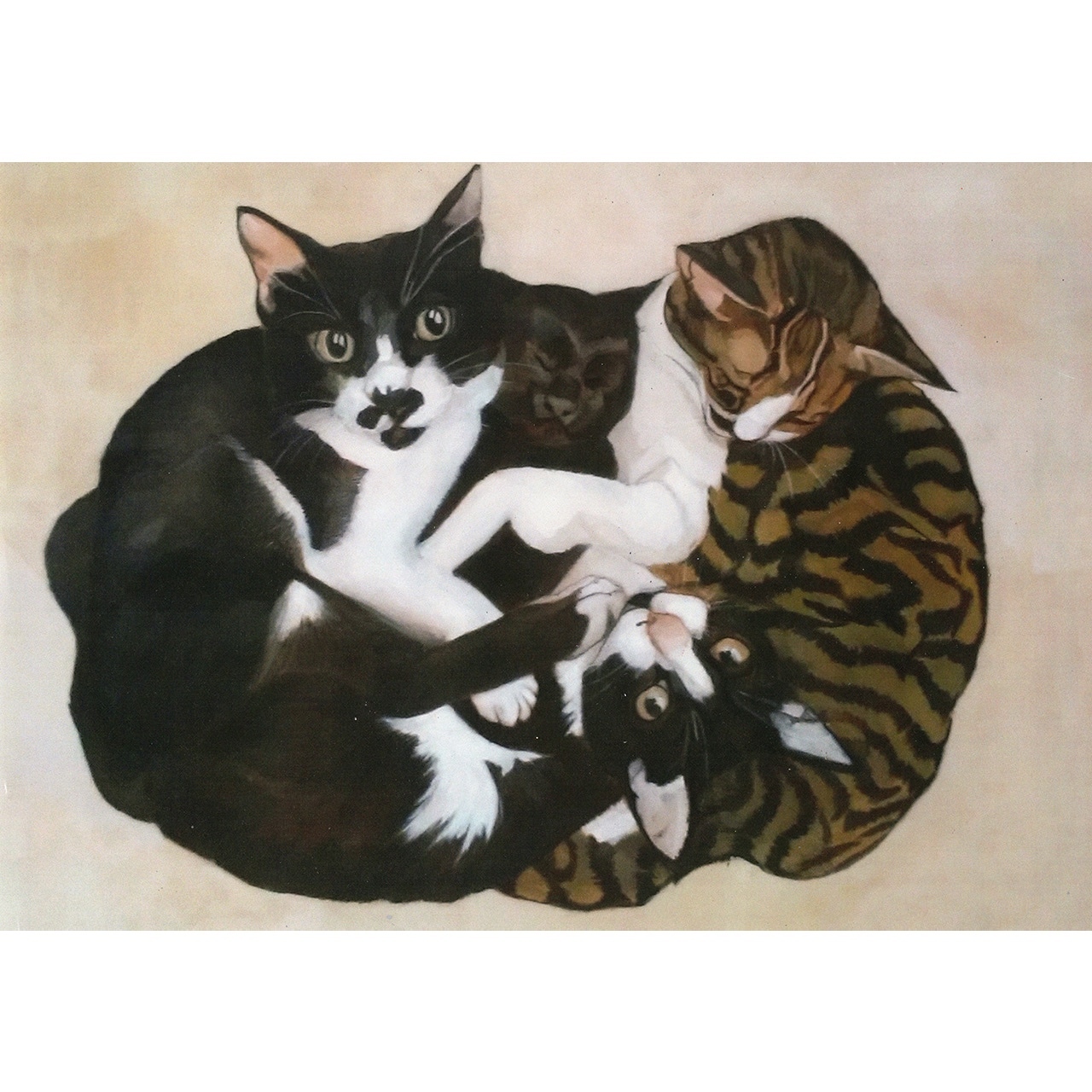てんちゃん様専用 キジ白、錆猫親子アクリル画2点