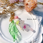 花より団子ニャ🍡🐈💨ミニキーホルダー むにっとノーマル顔 送料無料 レジン ジャンピング猫