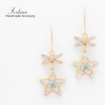 Ribbon＆Light Blue Star(988) ピアス/イヤリング/ノンホールピアス/樹脂ピアス