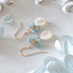 【14kgf】白蝶貝×アクアマリン＊ピアス
