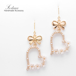 リボン×ハートフラワー(1030) ピアス/イヤリング/ノンホールピアス/樹脂ピアス