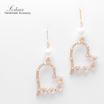 ハートフラワー×コットンパール(1038) ピアス/イヤリング/ノンホールピアス/樹脂ピアス