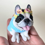 フレブル　パイド　花冠　インテリア雑貨　置物　ペット【いつもそばにいてくれるフレンチブルドッグのフィギュア】