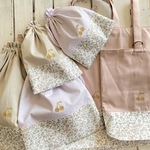 ncb43cl様☆【女の子用オーダー製作】リバティプリント使用 メドウテイルズフレンチカラー×ワッペンレッスンバッグ他入園入学セット