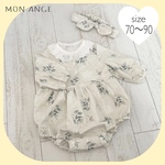 半袖変更可♡  ＊ふんわりおしりロンパース＊　lace flower × フリル襟　70cm,80cm,90cm   リンクコーデ有♡