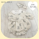半袖変更可♡  ＊ふんわりおしりロンパース＊　lace flower × フリル襟　70cm,80cm,90cm   リンクコーデ有♡