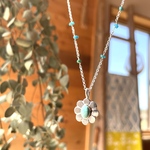 《silver925&brass》flower necklace❃ turquoise＊