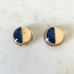 Navy Blue Gold Clear Domed 18mm Cabochons